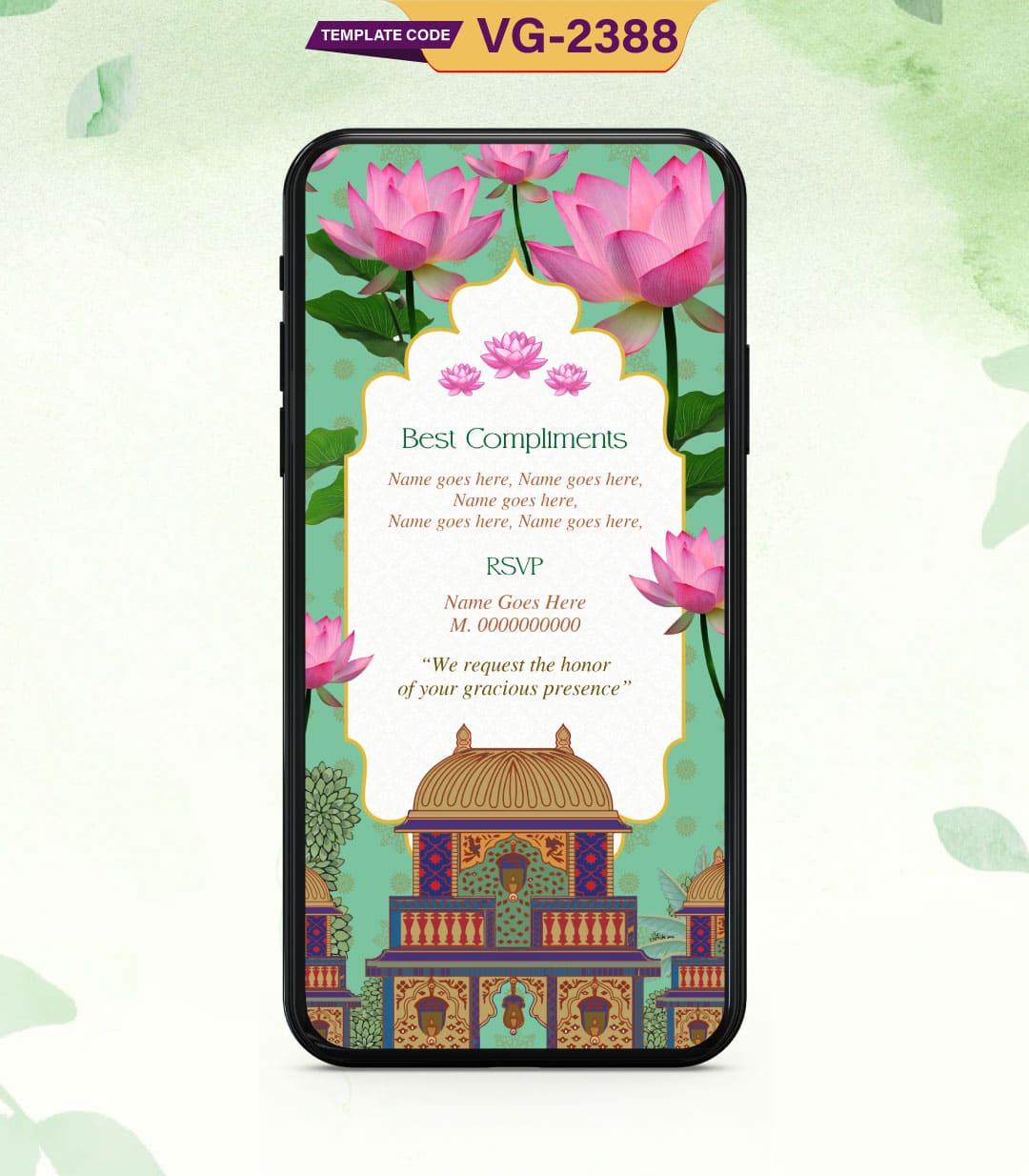 Lotus Flower Wedding Invitation Cards