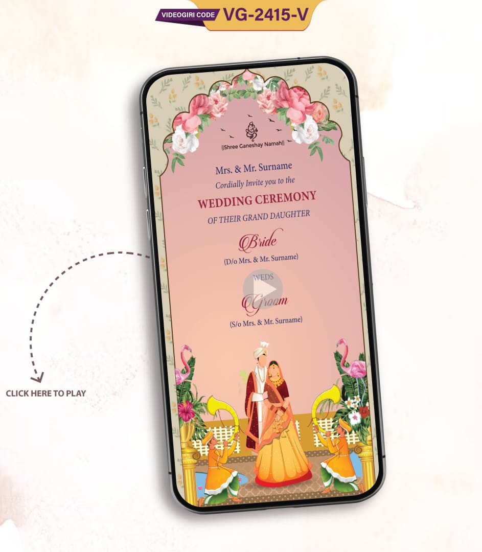 Animated Floral Theme Wedding Invite Video