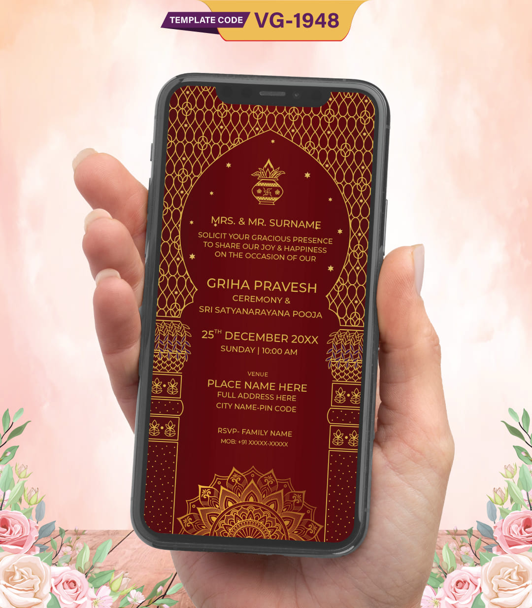 Griha Pravesh Ceremony & Satyanarayana Pooja Card