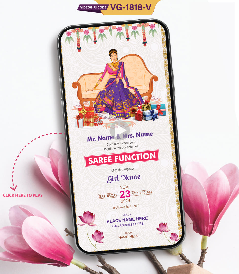 Half Saree Function Invitation Card Video