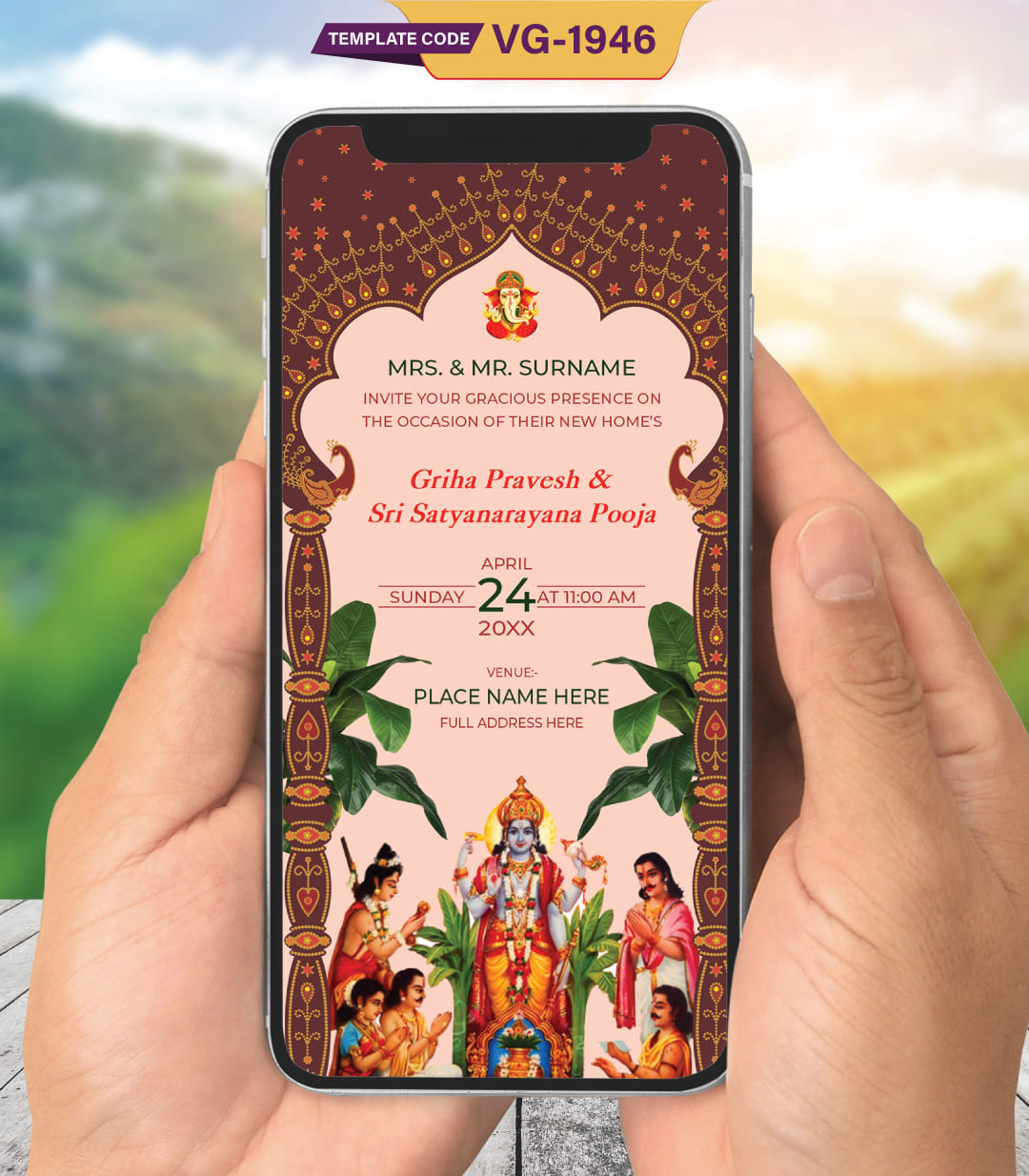 Housewarming & Satyanarayana Puja Invitation Card