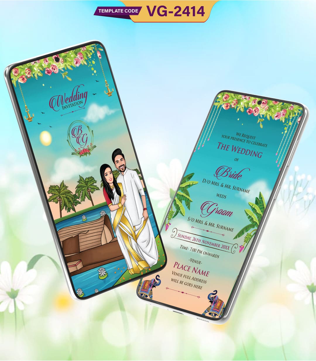 South Indian Caricature Wedding Templates