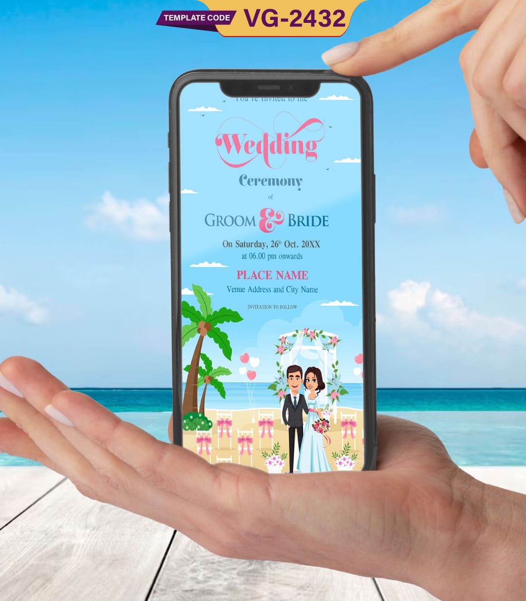 Beach Themed Wedding Invitation