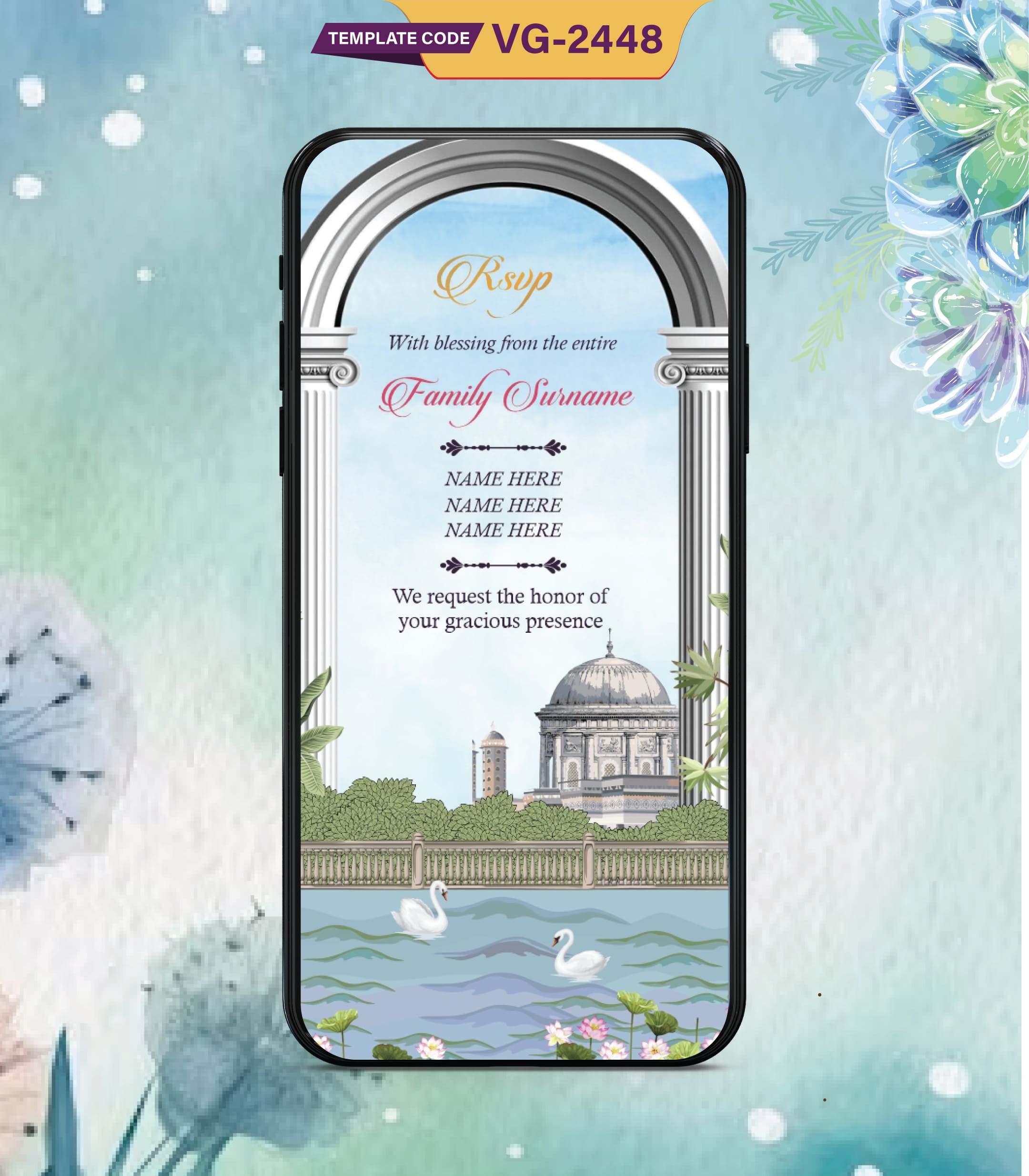 Digital Wedding Invitation PDF Card