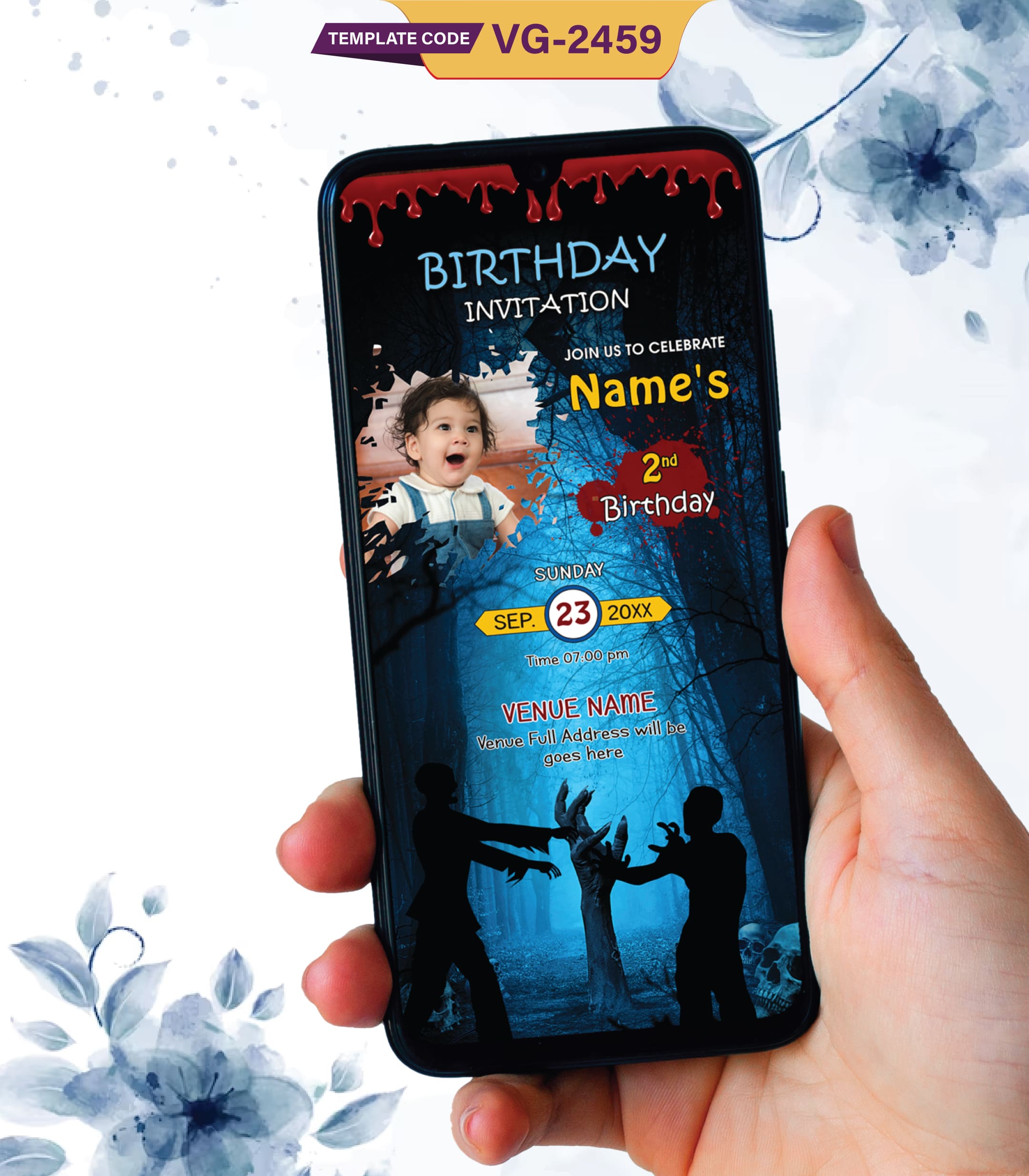 Zombie Birthday Party Invitation Card